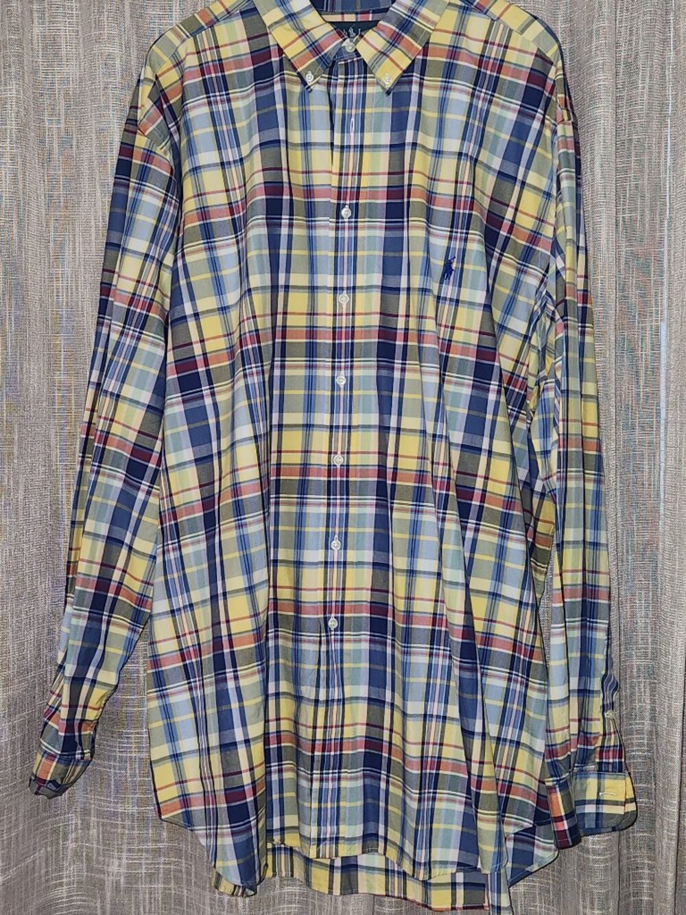 Ralph Lauren Men's Classic-Fit Yellow & Blue Plaid Oxford Shirt